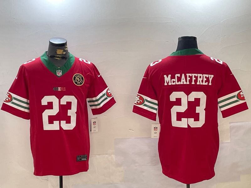Men San Francisco 49ers #23 Mccaffrey Red Mexico three generations 2024 Nike Vapor Limited NFL Jersey style 2